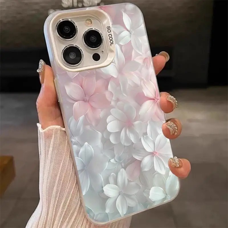 Paper Feel Screen Film - Pink Flower Case for iPhone 15Pro
