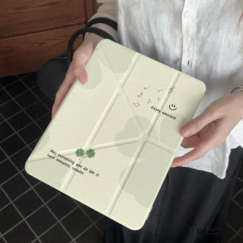 Tablet A9 Accessories - Korean Ins Style Clover 3+Y-fold Tablet