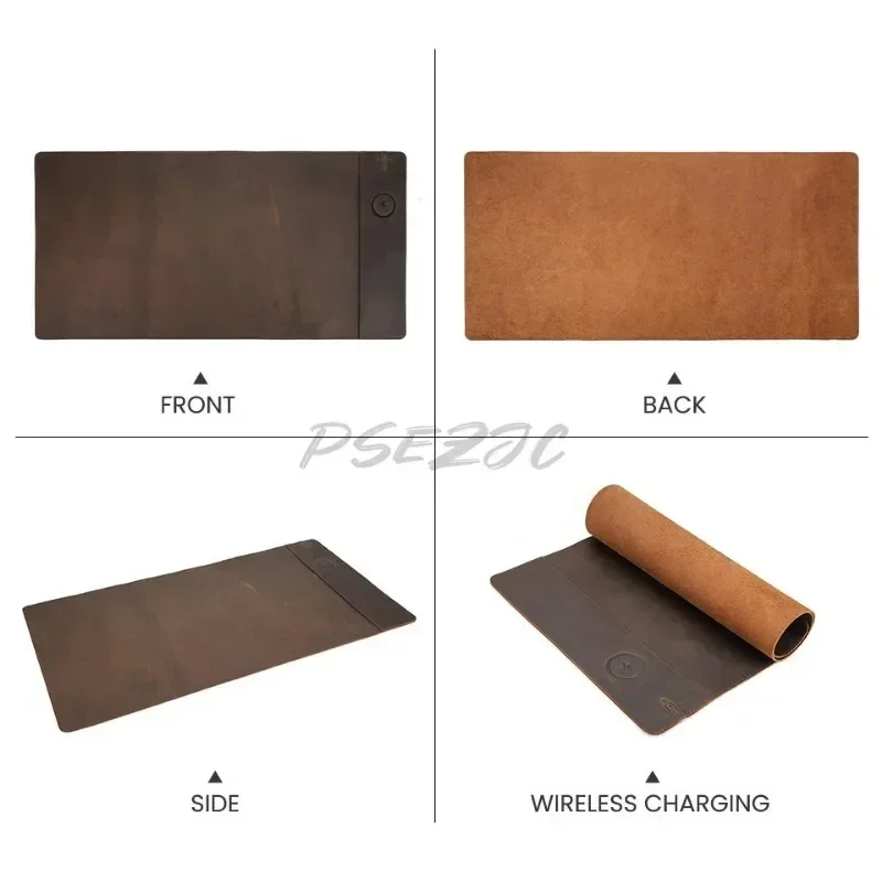 Vintage Cowhide Mouse Pad with - Wireless Charging Pad ulasan dan harga