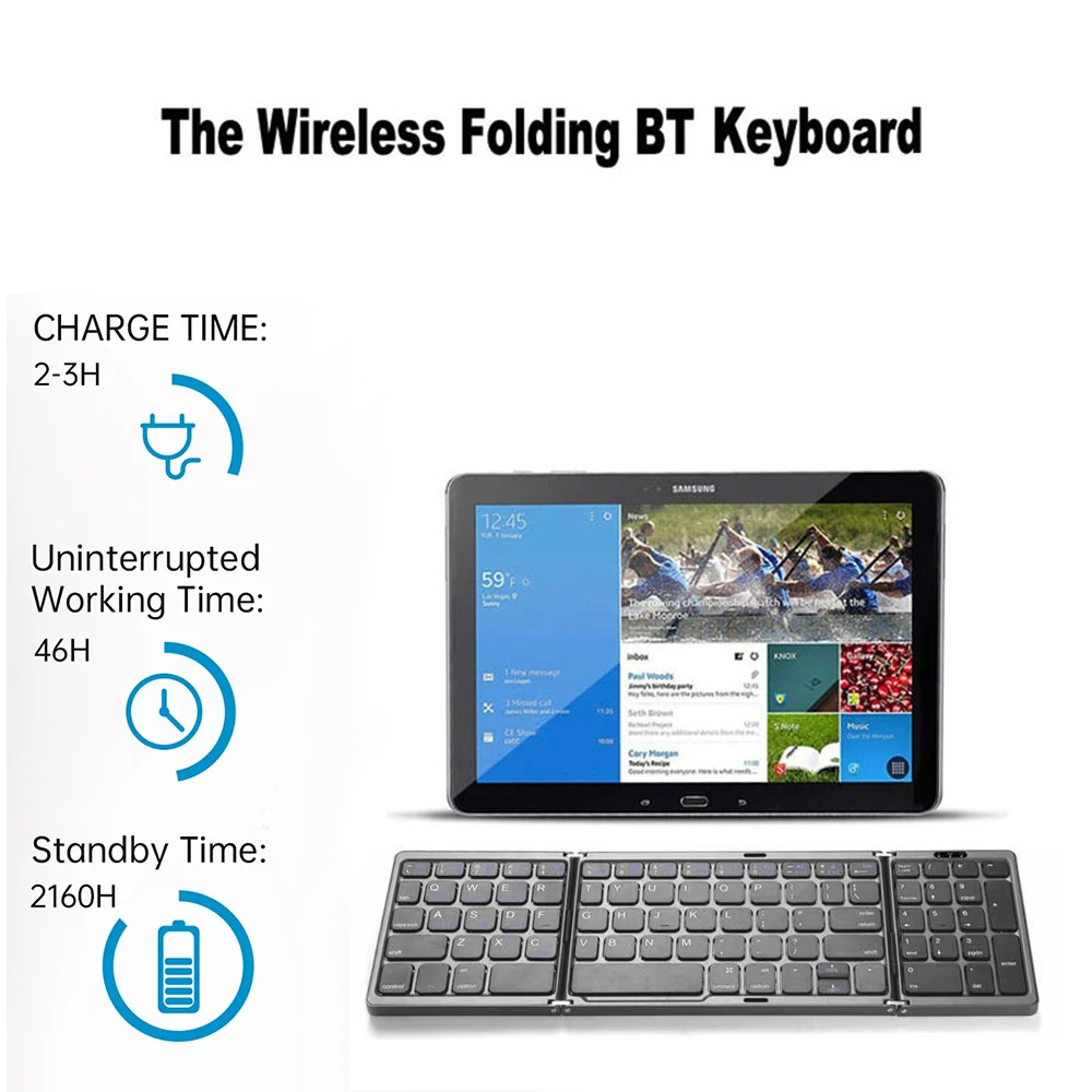 Tri-Fold Bluetooth Keyboard Po - Android Tablet Gaming Accessories ulasan dan harga